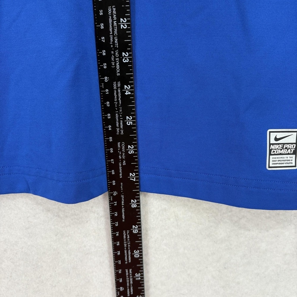 Nike Pro Combat Hyperwarm Shirt Mens Large Blue Dri-FIT Fitted Long Sleeve Gym - Picture 8 of 13
